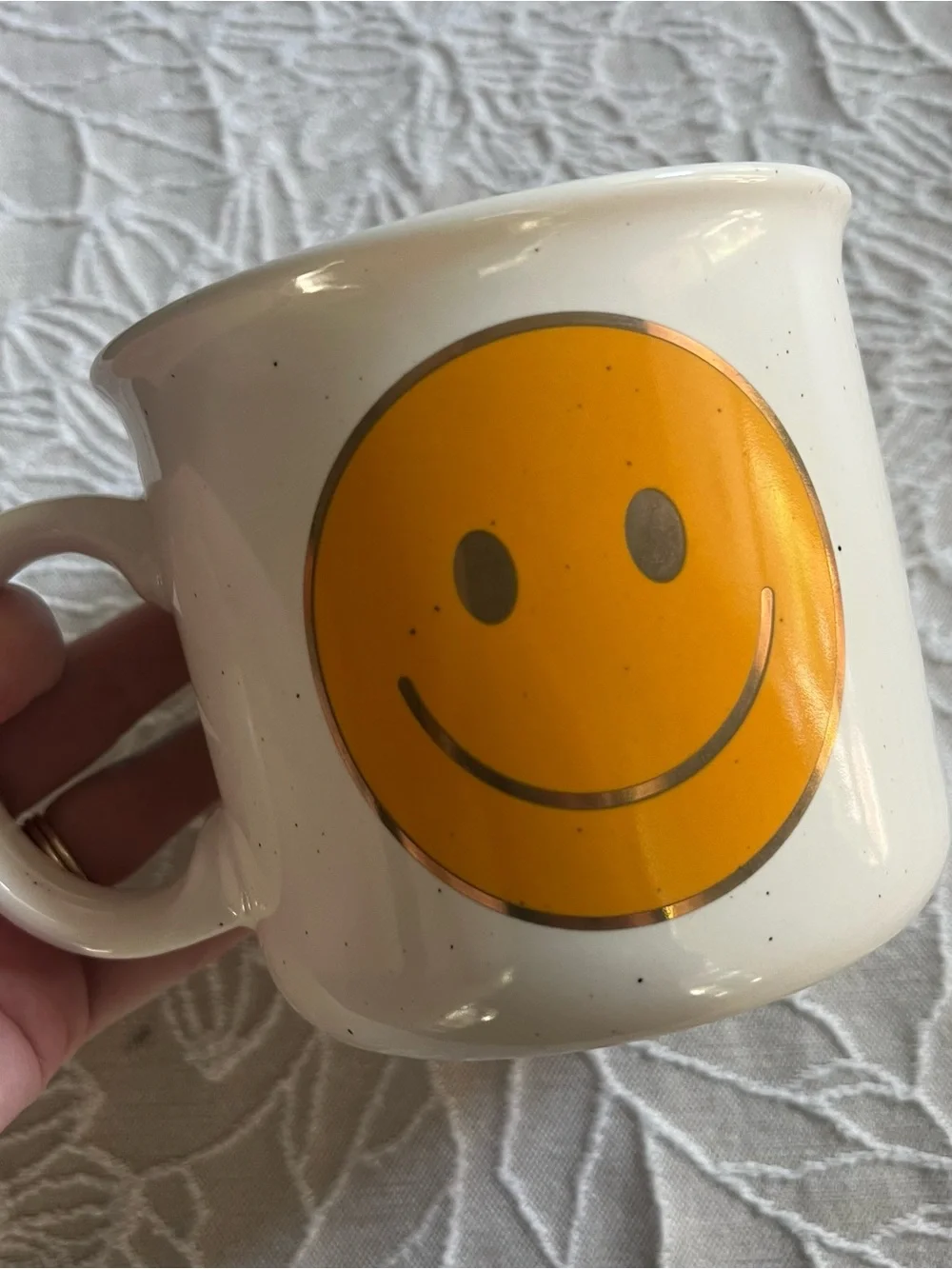 Wandering Moon Smiley Face Checkered Mug